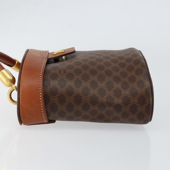 CELINE Macadam Canvas Hand Bag PVC Leather Brown Gold Auth 153900 - Picture 4 of 16